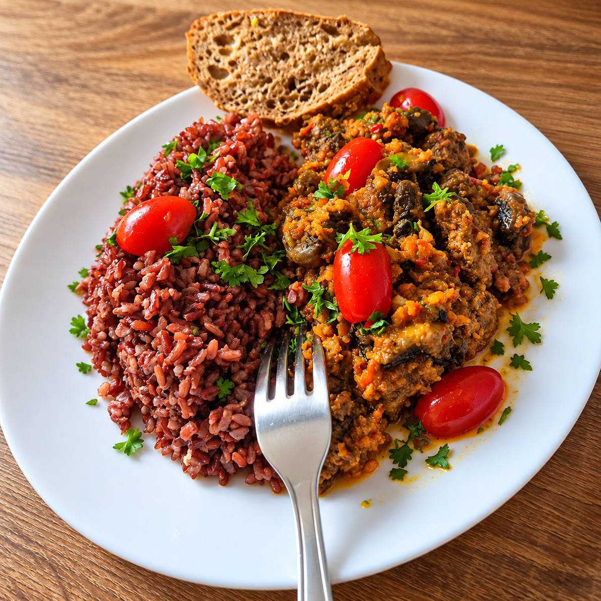 Beef Meatballs with Black Rice
